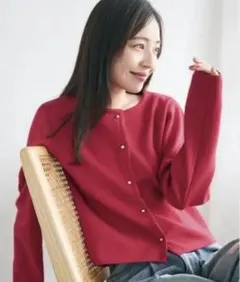 【coca】金ボタンニットカーディガン レッド M