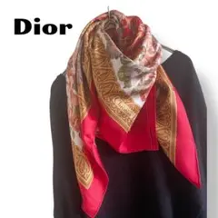 Christian Dior ディオール スカーフ 大判 花柄 ヴィンテージ 赤