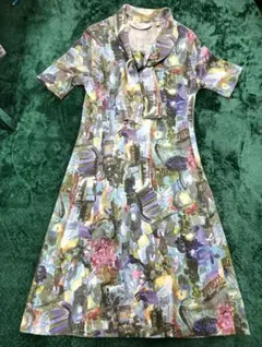 超希少/極美品】シビラ 高級水彩画アート風景画シャツワンピース M