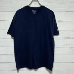 チャンピオン Tシャツ Ｌネイビー　紺色　刺繍ロゴ シンプル無地　古着