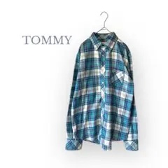 【トミー】Mサイズ　長袖シャツ　美品！　ゆったりデザイン　羽織　メンズ　明るめ