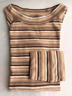 GAP 長袖シャツ 茶色系ストライプ 160