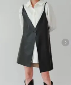 UNE MANSION黒 ブラック 変形 レザーベスト ベスト ビスチェ