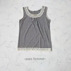 axes femme/タンクトップ/M/ボーダー/レース/フェミニン/大人可愛い