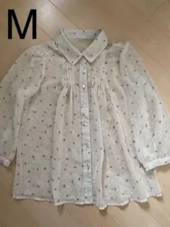 シースルー 花柄 ブラウス M