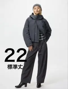 【UNIQLO】美品　バギーカーブジーンズ　DARK GRAY 標準丈　22