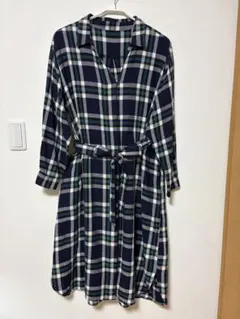 GLOBAL WORK シャツワンピース 長袖 チェック柄