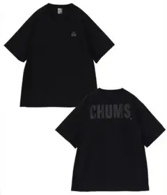 ☆チャムス☆CHUMS 半袖ナイロンTシャツ デカロゴ 黒　極美品のサムネイル