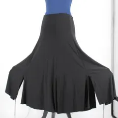 【美品 社交ダンス衣装】スカート レッスンウェア 練習着 黒 ブラック 無地
