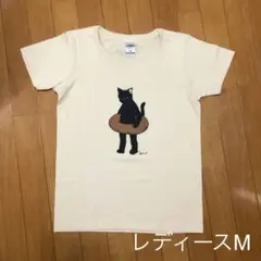 およぐねこTシャツ レディースMクリーム色