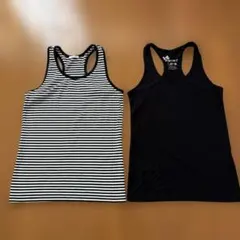 ストライプとブラックのタンクトップセット