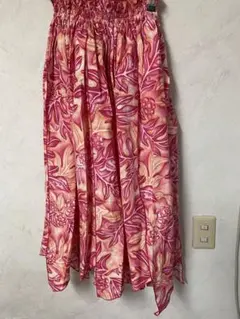 フラダンス用スカート ピンク花柄