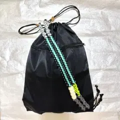 パラコード ナップサック Y2K テック系 ハンドメイド ワンショルダー 白翠灰