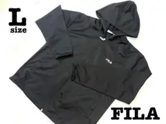 FILA フィラ　フードジップパーカー　刺繍ロゴ　Lサイズ　訳あり　薄手