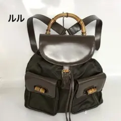GUCCI グッチ バンブー バックパック リュックサック ナイロン ブラウンのサムネイル