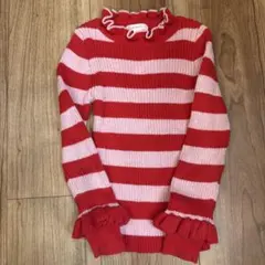 crewcuts ピンク 赤 ボーダー フリルニット サイズ 3