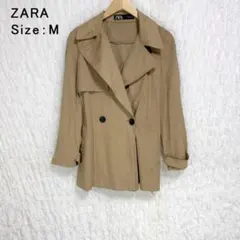a640 ZARA フェイクスウェード トレンチコート M ベージュ ストレッチ