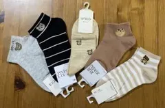 【新品】くま柄 靴下 5足セット◇レディース かわいい テディベア 韓国