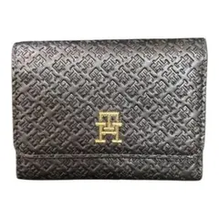 新品 TOMMY HILFIGER 三つ折り　ミニ財布 ブラック レディース