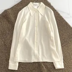 セリーヌ シルク100 ビッグカラー ブラウス シャツ アイボリー 38 長袖のサムネイル