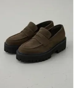 ブラウン ローファー 厚底