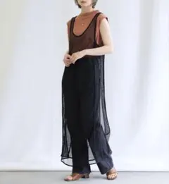 select MOCA メッシュロングスリットタンクワンピース ブラック