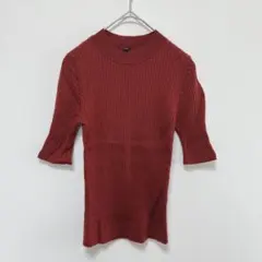UNIQLO ユニクロ　半袖ニット　タイト　シンプル　ワインレッド　M 夏秋