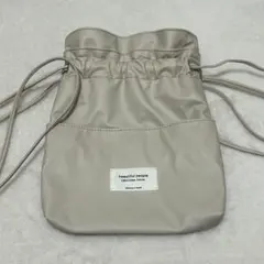 beautiful people 巾着バッグ アイボリー