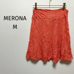 ❤即日発送 MERONA ストライプ レッド フレアミニスカート Mサイズ