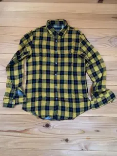 SHIPS シップス　フランネル長袖シャツ イエロー ブラック チェック