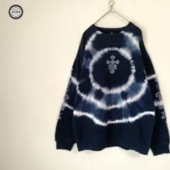 스웨트 타이다이 염 십자가 90s 빈티지 풀오버 네이비 M