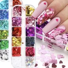 24色　ハート ホログラム ネイル パーツ 素材 レジン 韓国 ラメ グリッター