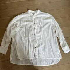 CIAOPANIC TYPY 白　リネンレーヨンバンドカラーオーバーシャツ