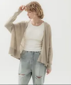coca ベージュ 長袖 ショートカーディガン　sizeM