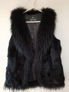 Radyラクーン＆ラビットBlackリアルファーベスト美品