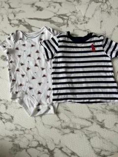 Ralph Lauren テディベア柄ロンパースとボーダーTシャツセット 12M