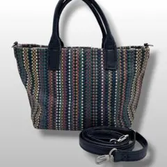美品 ポールスミス ミニハンドバッグ 2WAYバッグ キャンバス 黒 訳あり 