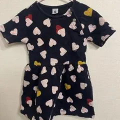 プチバトーハート柄 半袖ワンピース 110cm