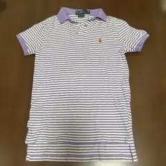 ポロ ラルフローレン 半袖ポロシャツ ボーダー柄 パープル×ホワイト