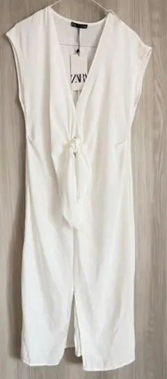 【新品未使用】ZARA ノースリーブシャツワンピース S ホワイト