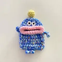 ハンドメイド キーケース ニット編み キャラクター　ブルーミックス