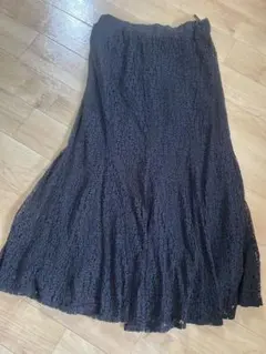 earth ブラック レース ロングスカート F