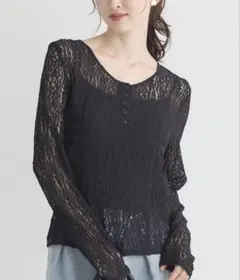 新品★earth music&ecology フロントボタンレースプルオーバー