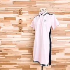 【ピッコーネ】ゴルフ ポロシャツ ワンピース ボーダー ストレッチ ピンク×黒のサムネイル