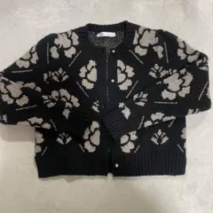ZARA 花柄カーディガン Mサイズ 黒/ベージュ