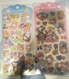 平成レトロキャラクター ドロップジェリーシール みゅーちゃん らびちゃん