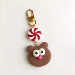 【E296】 ギョロ目のくまクッキー キーホルダー