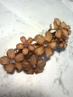 ピンクオレンジ花バレッタ