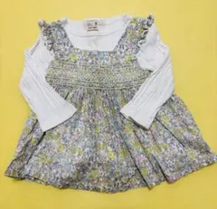 プティマイン　花柄フリルチュニック 80