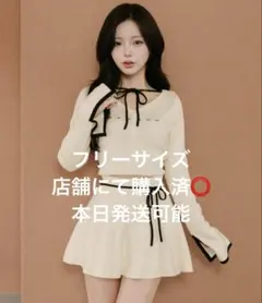 darich ダーリッチ ウエストオープンリボンデザインニットミニワンピース